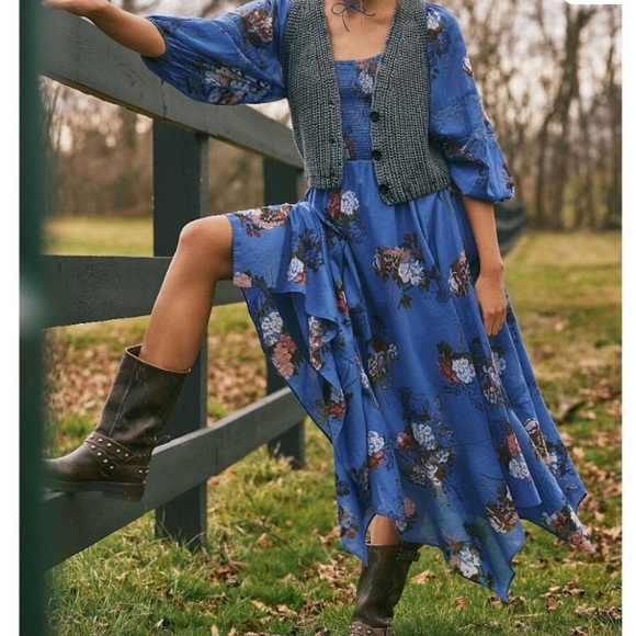 FREE PEOPLE Morning Glory Maxi Dress / Dutch Blue Combo - Picture 3 of 8